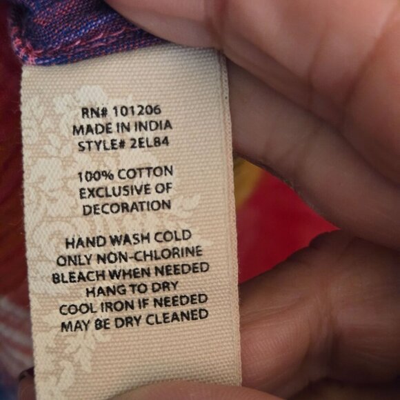 Soft Surroundings Sansonne Plaid Embroidered Button Front Shirt Size L - Picture 7 of 8